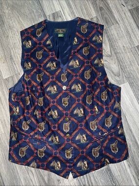 Vintage cotton equestrian print vest